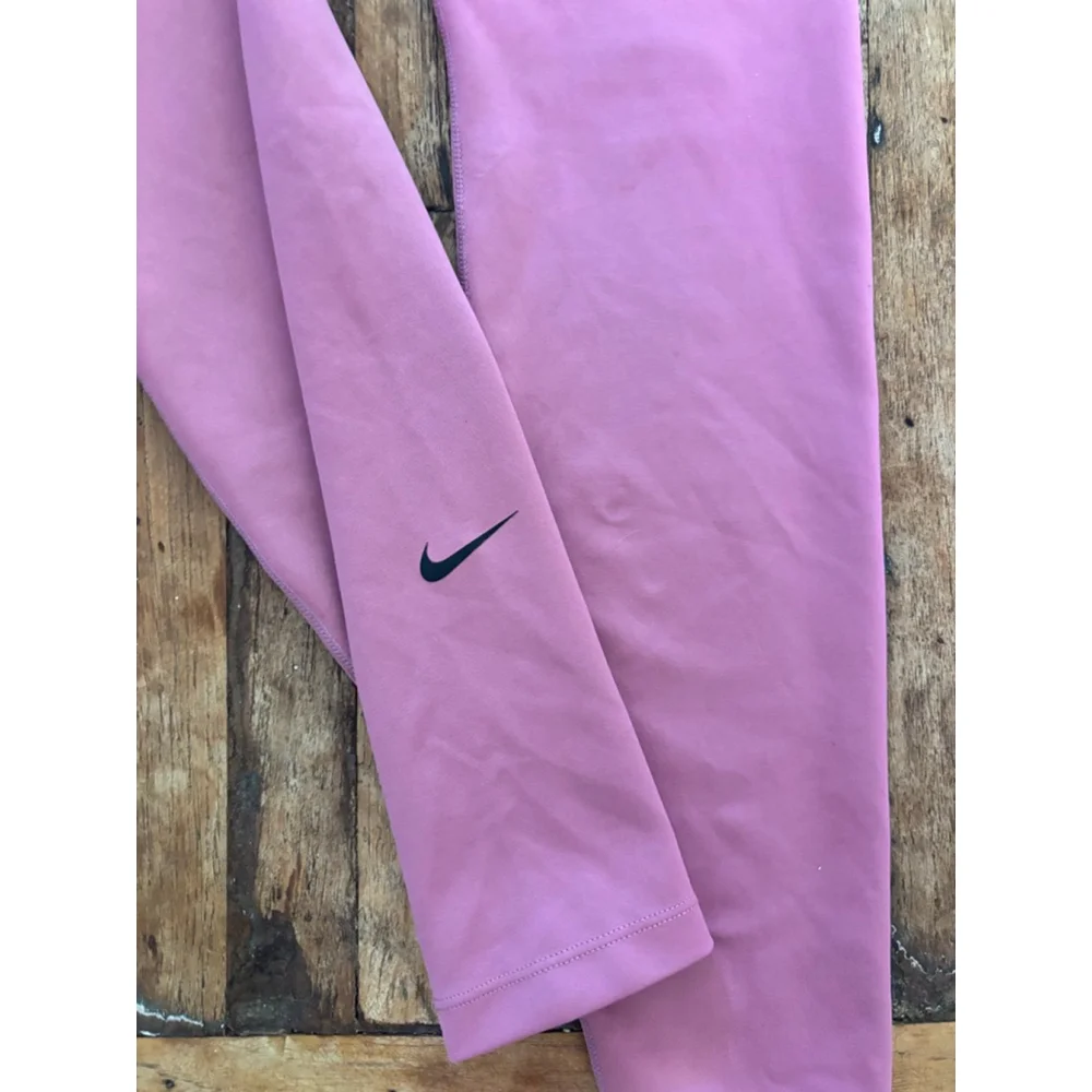 Women's Nike Dri-FIT Pink Leggings with Black Swoosh, Size M - Picture 3 of 7